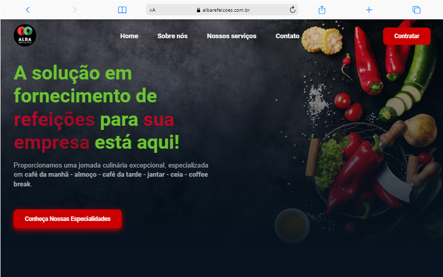 Print do Site Alba Refeições